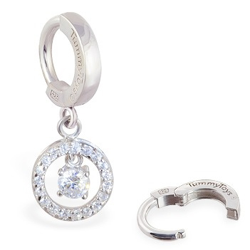 TummyToys® Silver Bullseye CZ Drop. Belly Rings Australia.