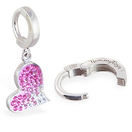 TummyToys® Pink Swarovski Crystal Heart - Snap Lock Belly Button Rings