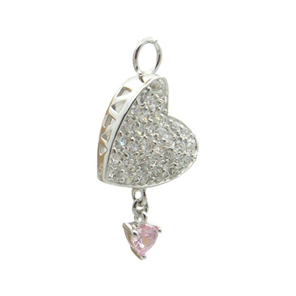 Navel Jewellery. TummyToys Paved Cubic Zirconia Pink Drop Heart Charm - Changeable Floating Swinger Charm