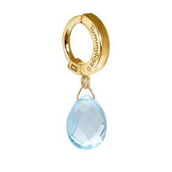 TummyToys® Solid 14K Yellow Gold Blue Topaz Drop. Belly Rings Australia.