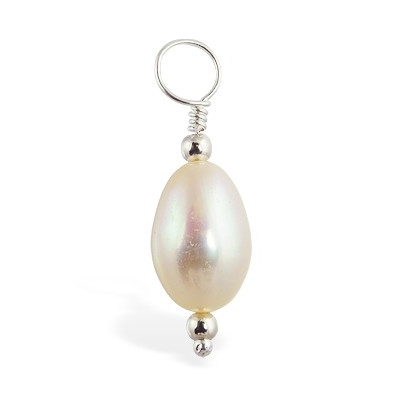 TummyToys® Fresh Water Cream Pearl Charm. Quality Belly Rings.