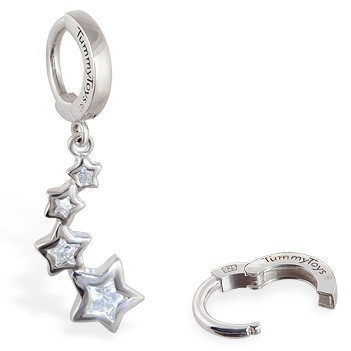 TummyToys® Silver CZ Shooting Stars Navel Jewellery. Quality Belly Rings.