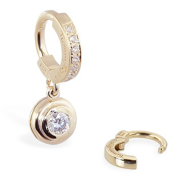 TummyToys® Yellow Gold with 1/4 Ct Diamond Pendant. Belly Rings Australia.