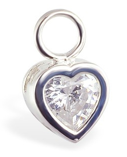 Shop Belly Rings. TummyToys Bezel Set CZ Heart Charm - Changeable Floating Swinger Charm