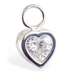 TummyToys® Bezel Set CZ Heart Charm