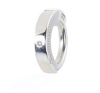 TummyToys® Silver Sleeper with a 1 Point DIAMOND Navel Ring. Belly Bars Australia.