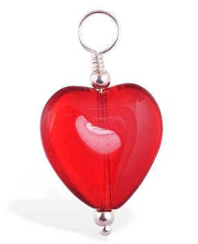 High End Belly Rings . TummyToys Dangly Red Heart Swinger Charm - Changeable Floating Swinger Charm