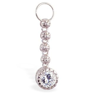 Quality Belly Rings. TummyToys Cubic Zirconia Daisy Chain Swinger Charm - Changeable Floating Swinger Charm with Daisy Chain