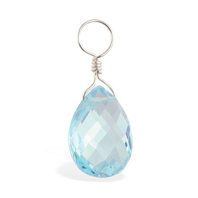 TummyToys® Dangly Blue Topaz Swinger Charm. Belly Rings Australia.