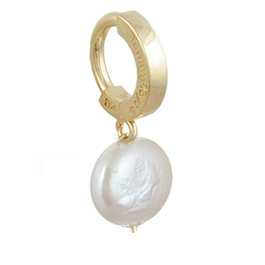 TummyToys® Solid 14K Yellow Gold with Coin Freshwater Pearl Pendant