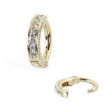 Navel Rings. TummyToys Yellow Gold Diamond Pave Sleeper - Solid 14k Yellow Gold Belly Ring with Diamonds