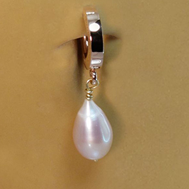 TummyToys® Solid 14K Yellow Gold Natural Pearl Clasp - Freshwater Pearl Snap Lock Belly Ring