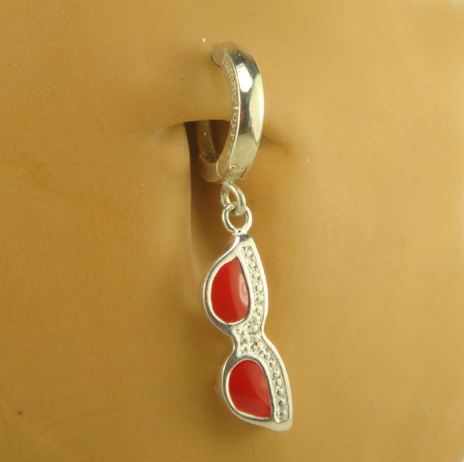 Buy Belly Rings. TummyToys Silver Summer Sunnies Charm - Snap Lock Belly ButtonRings