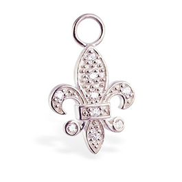 TummyToys® Dangling CZ Fleur de lis Swinger Charm