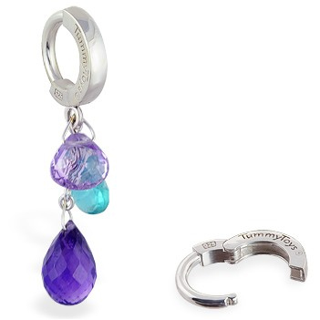 Shop Belly Rings. TummyToys Spring Multi Gem Cluster - Amethyst and Appitite Clasp Belly Ring