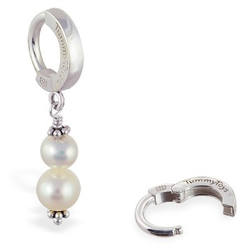Shop Belly Rings. TummyToys Freshwater Pearl Belly Ring - Solid Silver Clasp Lock Body Jewellery