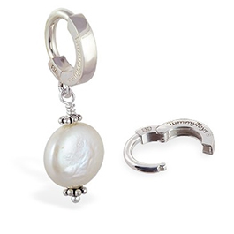 TummyToys® Silver Cream Freshwater Coin Pearl Pendant