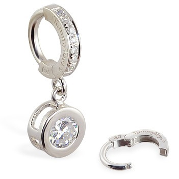 TummyToys® Paved Silver Bezel Set. Belly Rings Australia.