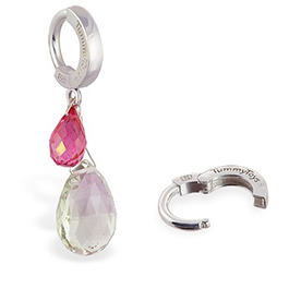 TummyToys® Pink Topaz and Green Quartz Belly Ring