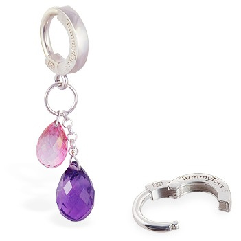 TummyToys® Pink Topaz and Natural Amethyst Belly Jewellery. Belly Bars Australia.