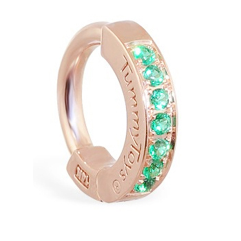 TummyToys® Rose Gold Emerald Pave Sleeper. Belly Rings Australia.