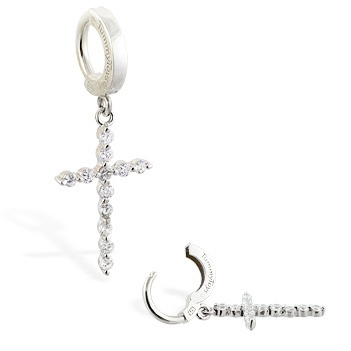 TummyToys® CZ Diamond Cross Belly Ring. Quality Belly Rings.