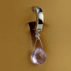 TummyToys® Natural Lavender Amethyst Teardop on Pure Platinum Clasp