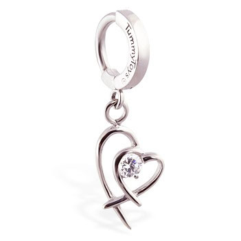 TummyToys® Double Heart Surgical Steel Clasp. Belly Bars Australia.